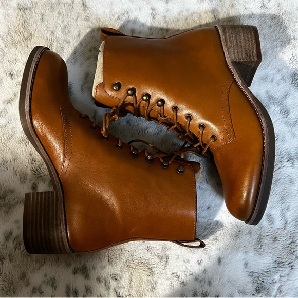 🔥New Madewell Patti Lace-up Boots in English Saddle Women’s Sz 8 SOLD OUT! - Picture 8 of 11